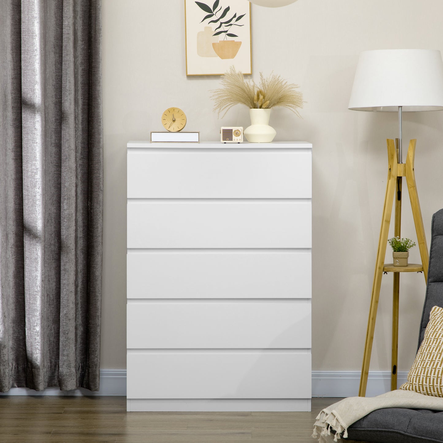 Chest of Drawers with 5 Drawers, Dresser for Bedroom, 5 Drawer Chest with Zinc Alloy Runners for Living Room Storage Cabinets   at Gallery Canada