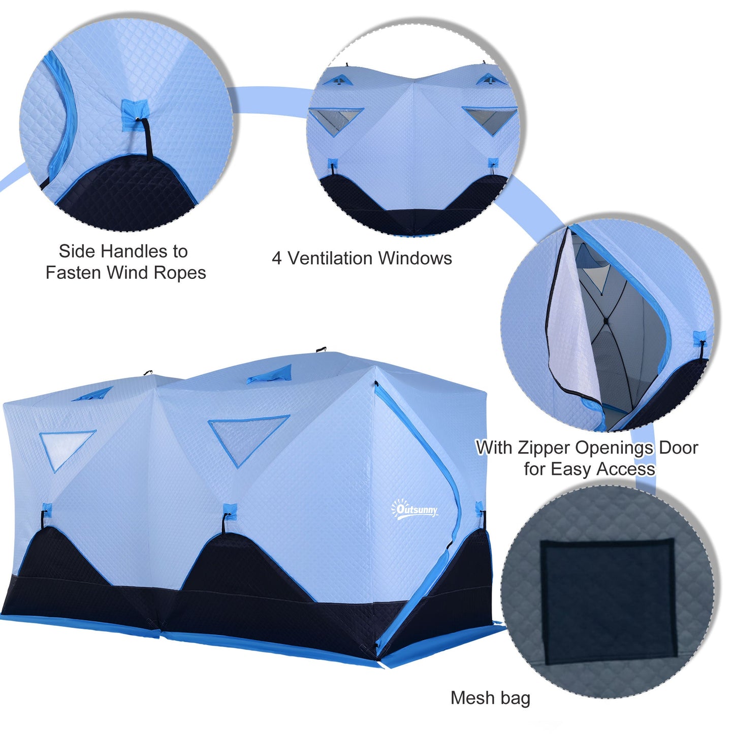 8-Person Pop-up Ice Fishing Tent, Insulated Ice Fishing Shelter with Ventilation Windows, Double Doors and Carry Bag, for Low-Temp -22℉ Ice Fishing Tents   at Gallery Canada