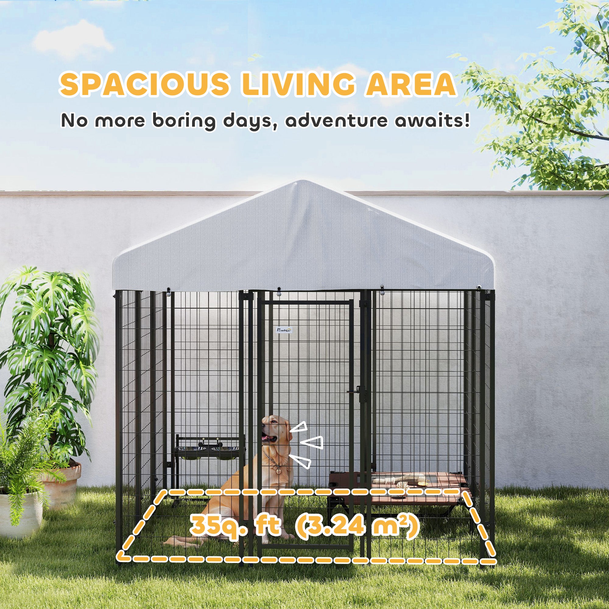 Outdoor Dog Kennel with Waterproof UV-Resistant Cover, for Large and Medium Dogs, 6' x 6' x 6', Silver Houses, Kennels & Pens at Gallery Canada