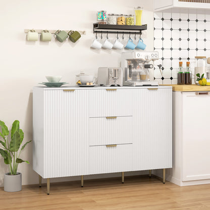 Modern Kitchen Storage Cabinet, Sideboard Buffet Cabinet w/ 3 Drawers and Adjustable Shelves for Kitchen Hallway, White Bar Cabinets   at Gallery Canada