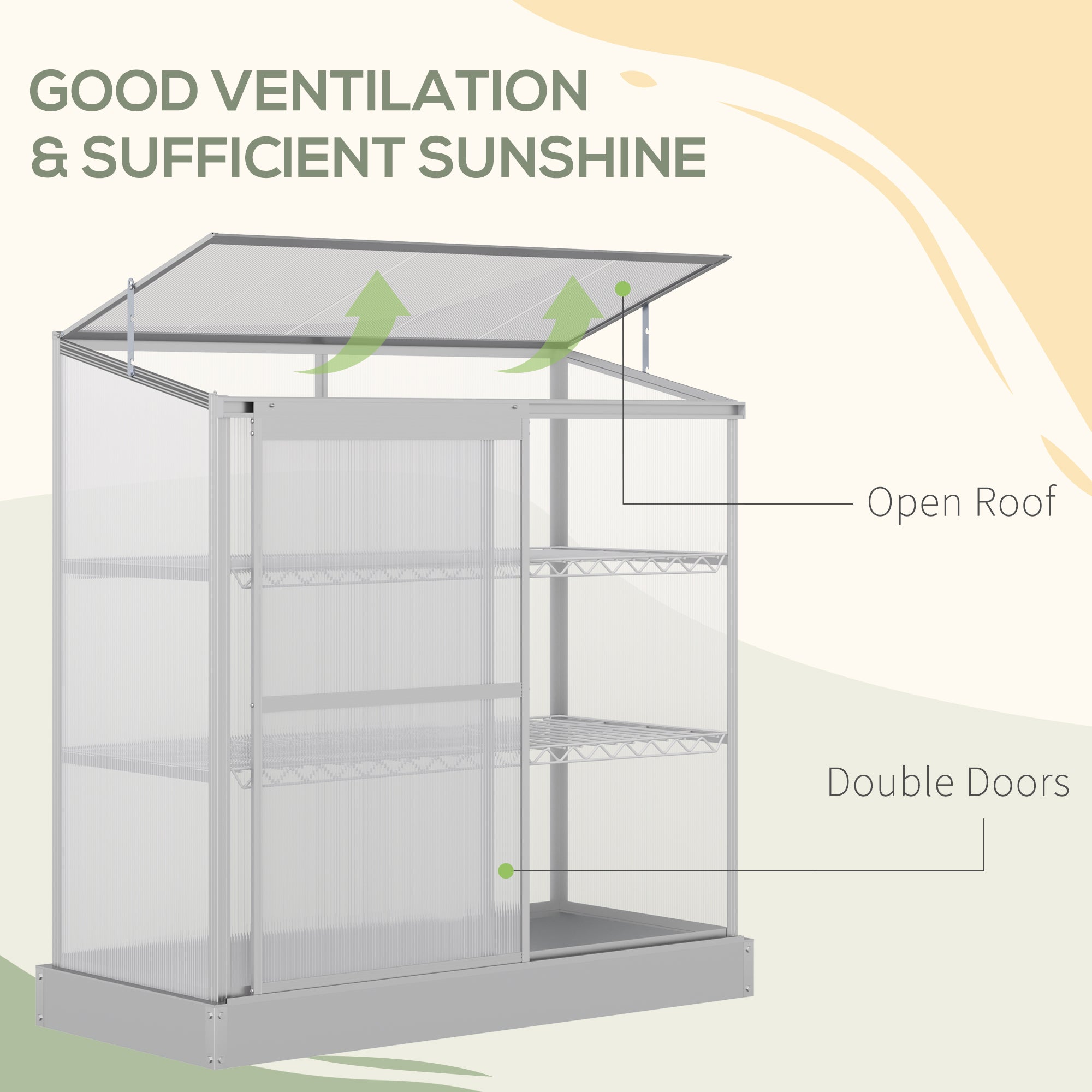 Aluminum Cold Frame Greenhouse, Raised Planter Bed Protection with Openable Top and 2 Shelves for Outdoor Indoor Greenhouses at Gallery Canada