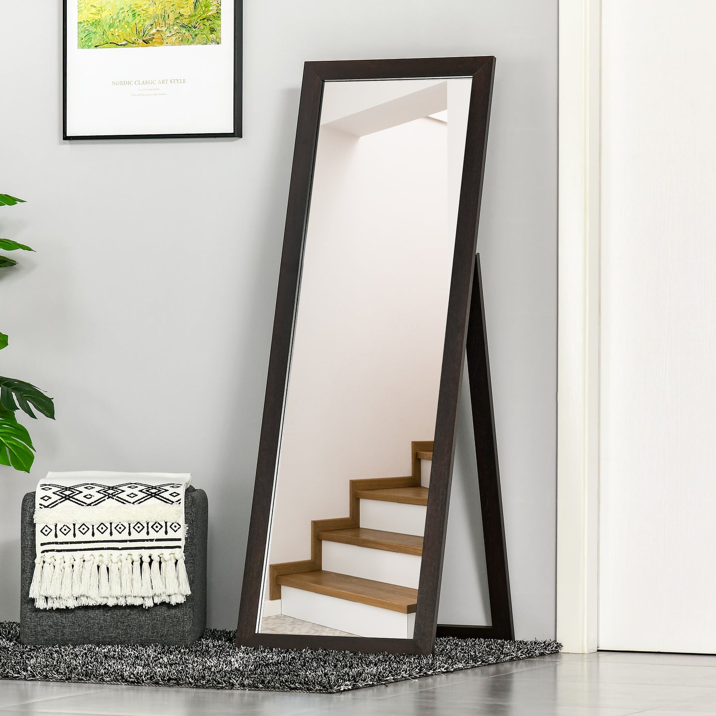 58" x 20" Full Length Mirror, Floor Standing Mirror, Rectangular Full Body Mirror for Bedroom, Living Room, Brown Full Length Mirrors at Gallery Canada