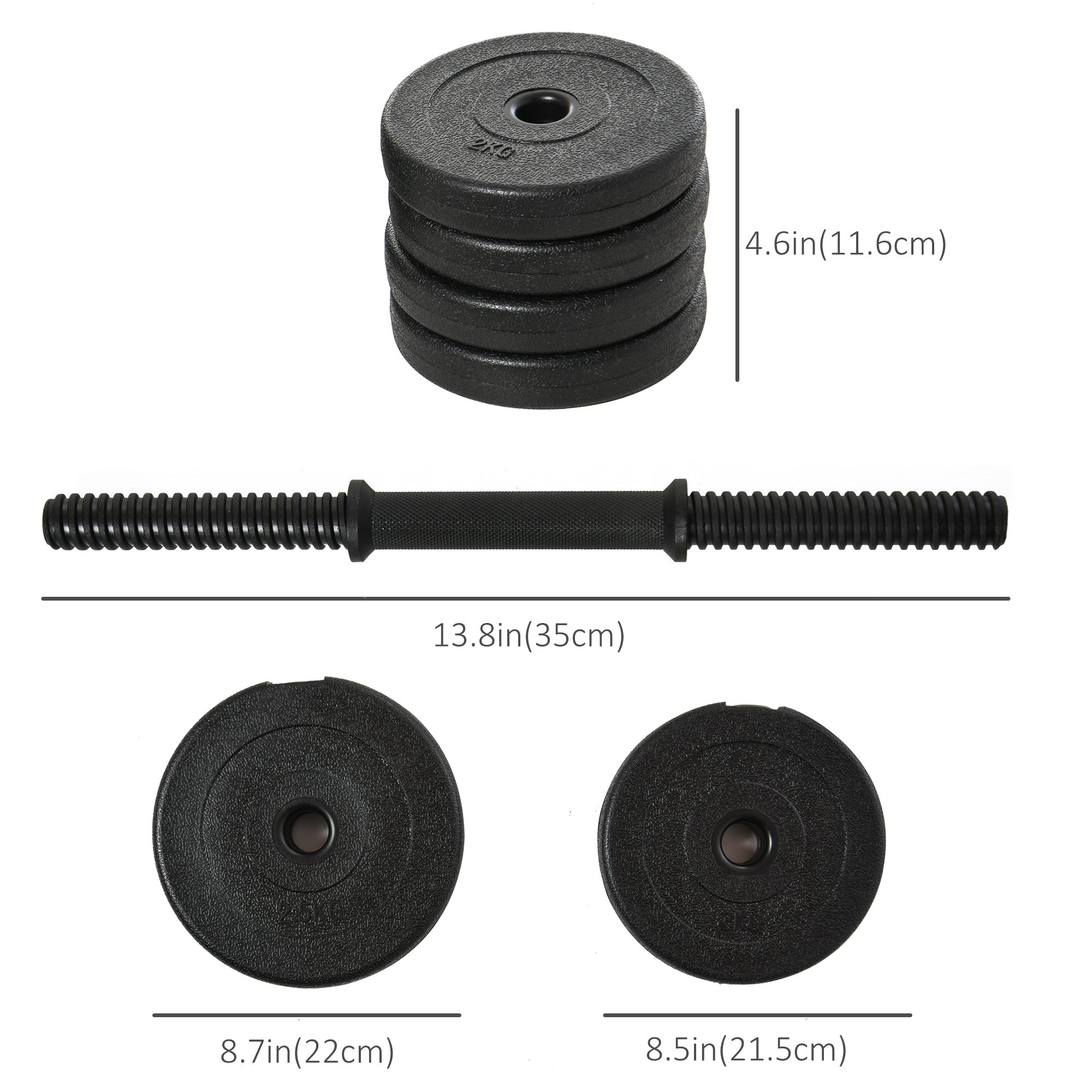 Adjustable 2 x 22lbs Weight Dumbbell Set for Weight Fitness Training Exercise Fitness Home Gym Equipment, Black (Pair) Dumbbells & Barbells at Gallery Canada