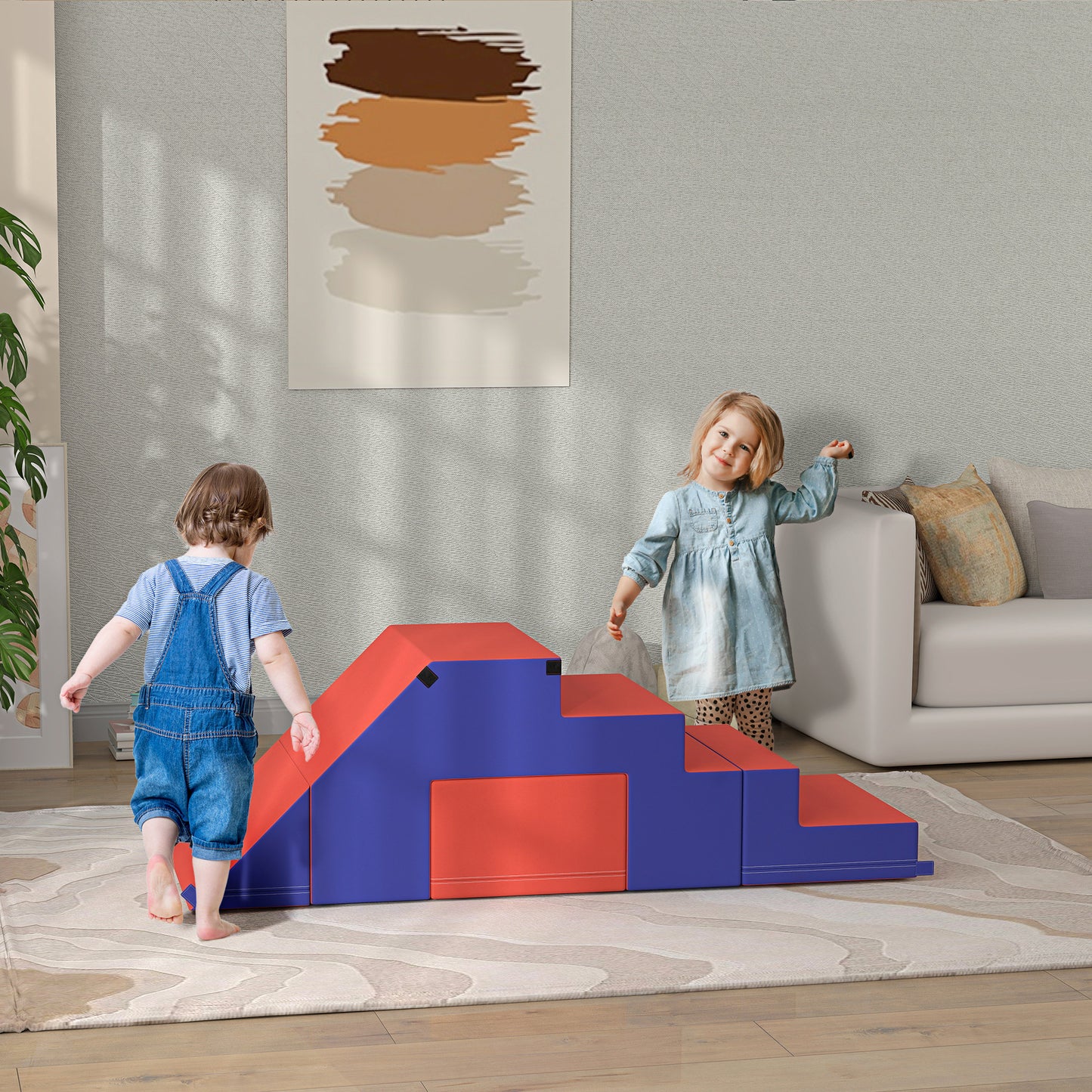 2-Piece Soft Play Kids Foam Play Se for Crawl and Climb, Dark Blue Baby Gym & Playmats Multi Colour  at Gallery Canada