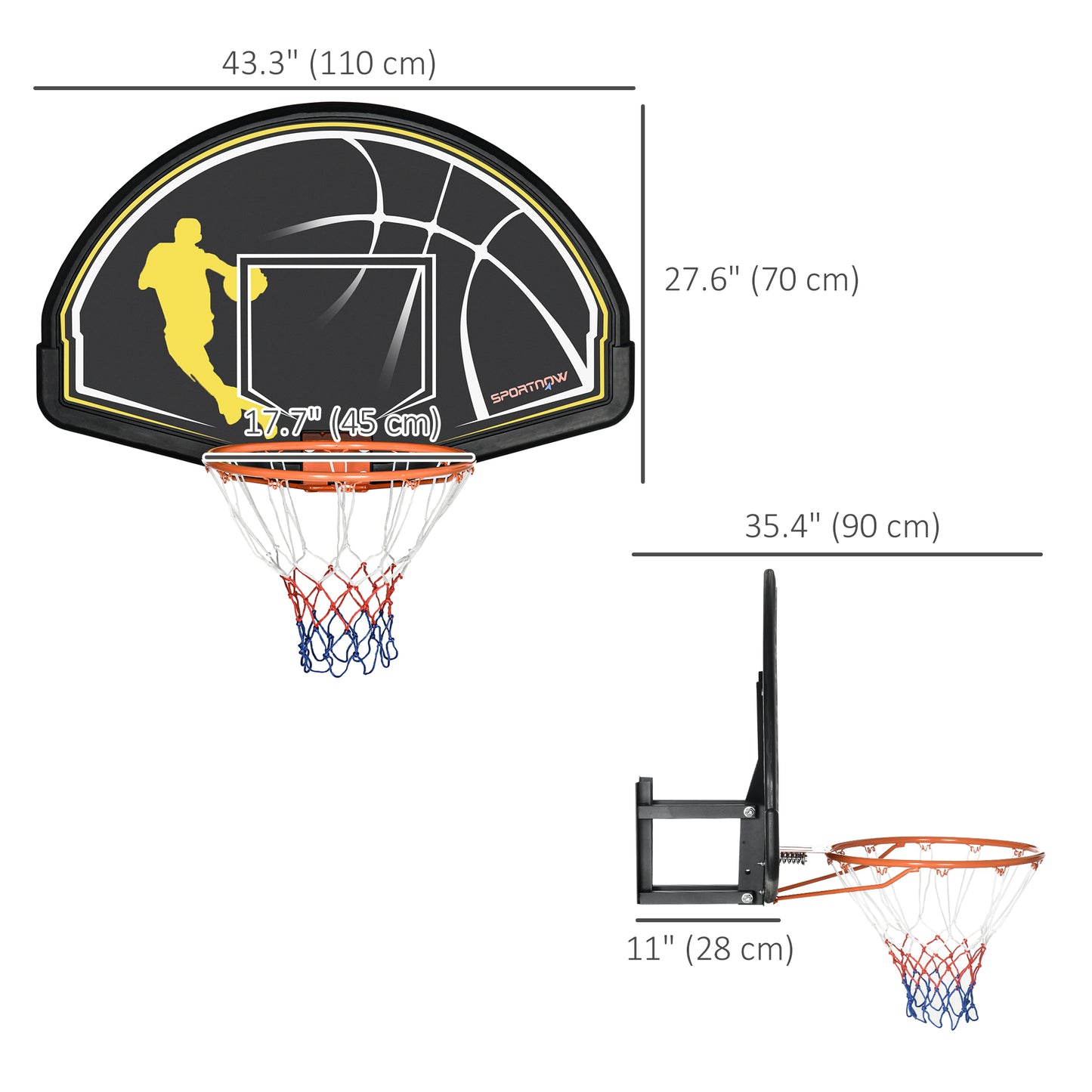 Wall Mounted Basketball Hoop, Mini Basketball Hoop and Backboard for Kids and Adults Basketball   at Gallery Canada