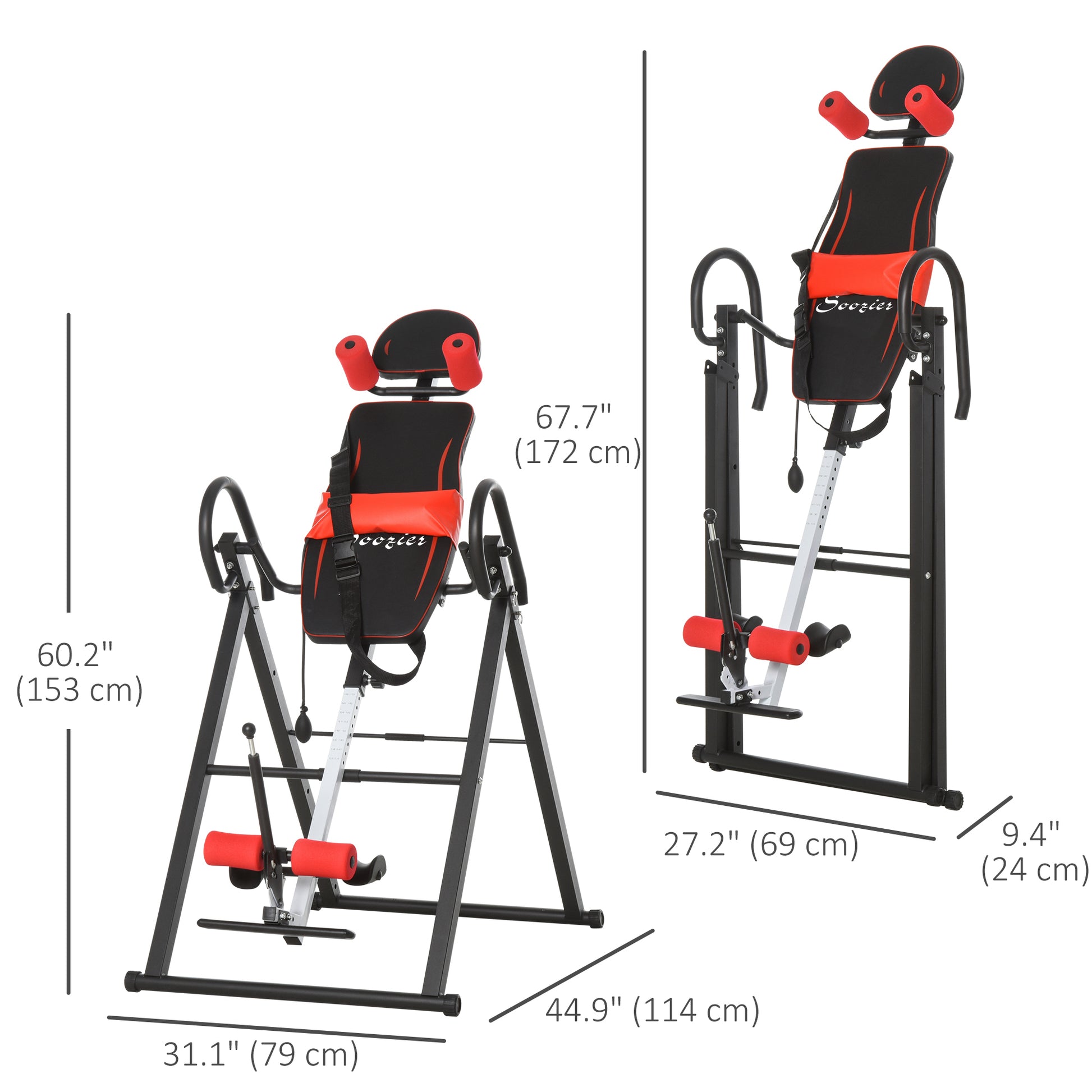 Folding Inversion Table, 20°/40°/60° Adjustable, with Safety Belt and Waist Pad for Back Pain Relief Strength Training Equipment   at Gallery Canada