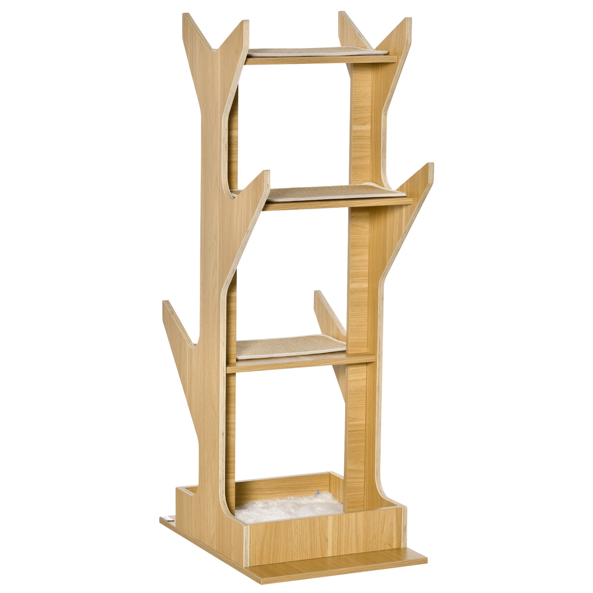 4-level Platform Cat Tree with Resting House, Activity Center for kittens, Cat Tower Furniture with Cushion, Oak Cat Towers Oak  at Gallery Canada