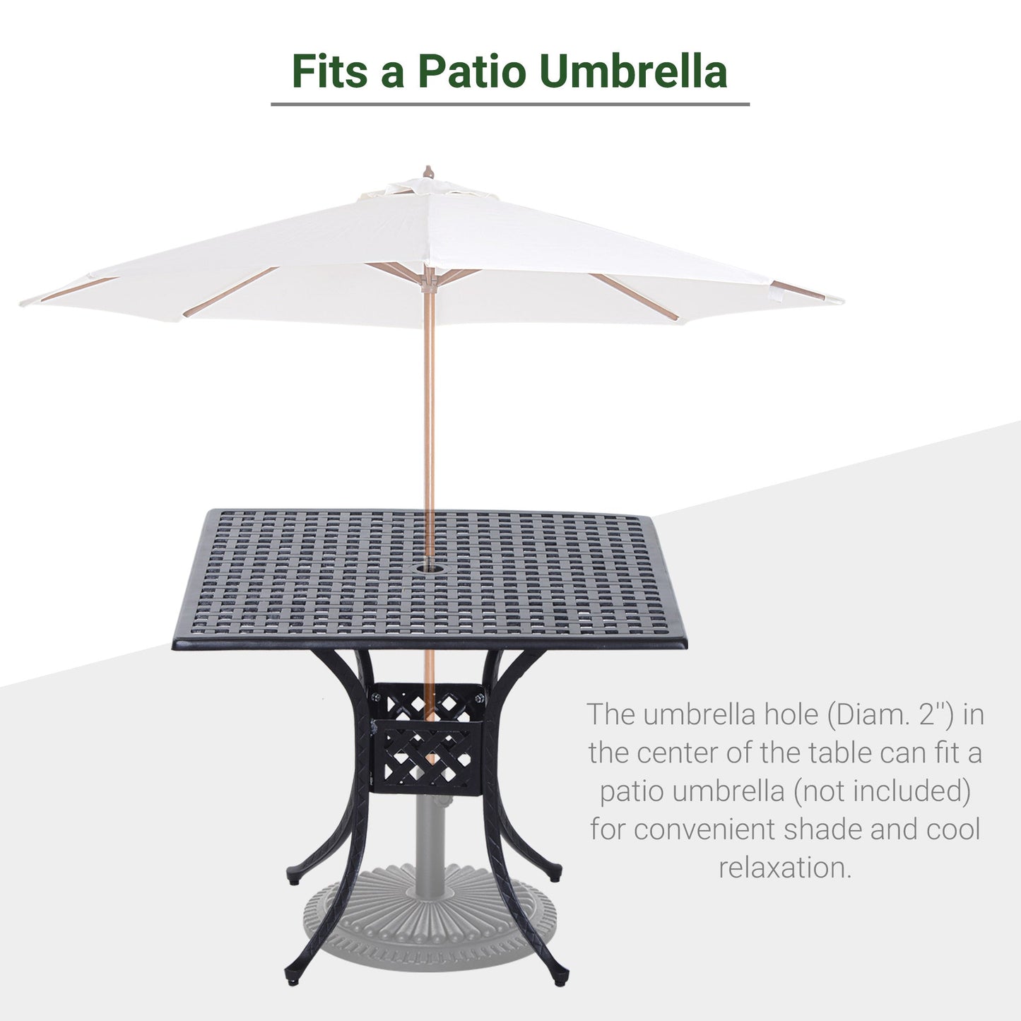 36" x 36" Square Metal Outdoor Patio Bistro Table with Umbrella Hole Black Patio Side Tables   at Gallery Canada