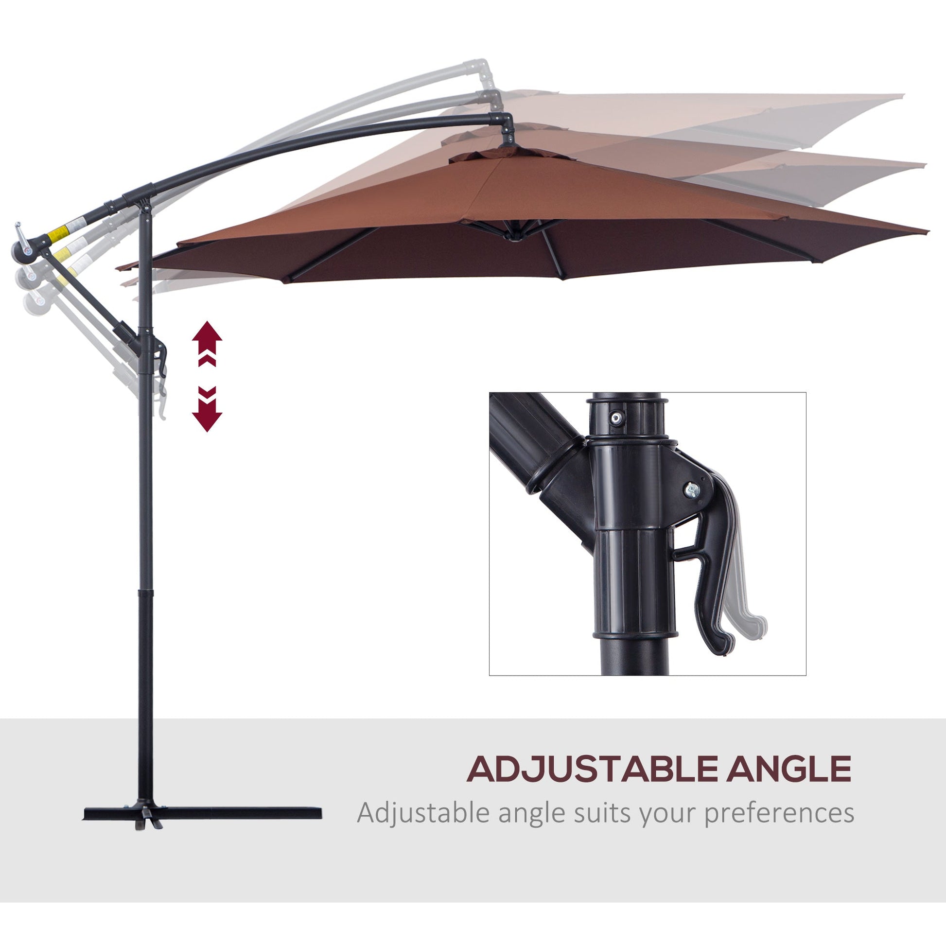 Φ10' Deluxe Patio Umbrella Outdoor Market Parasol Banana Hanging Offset Sunshade Crank Cross Base Coffee Cantilever Umbrellas   at Gallery Canada