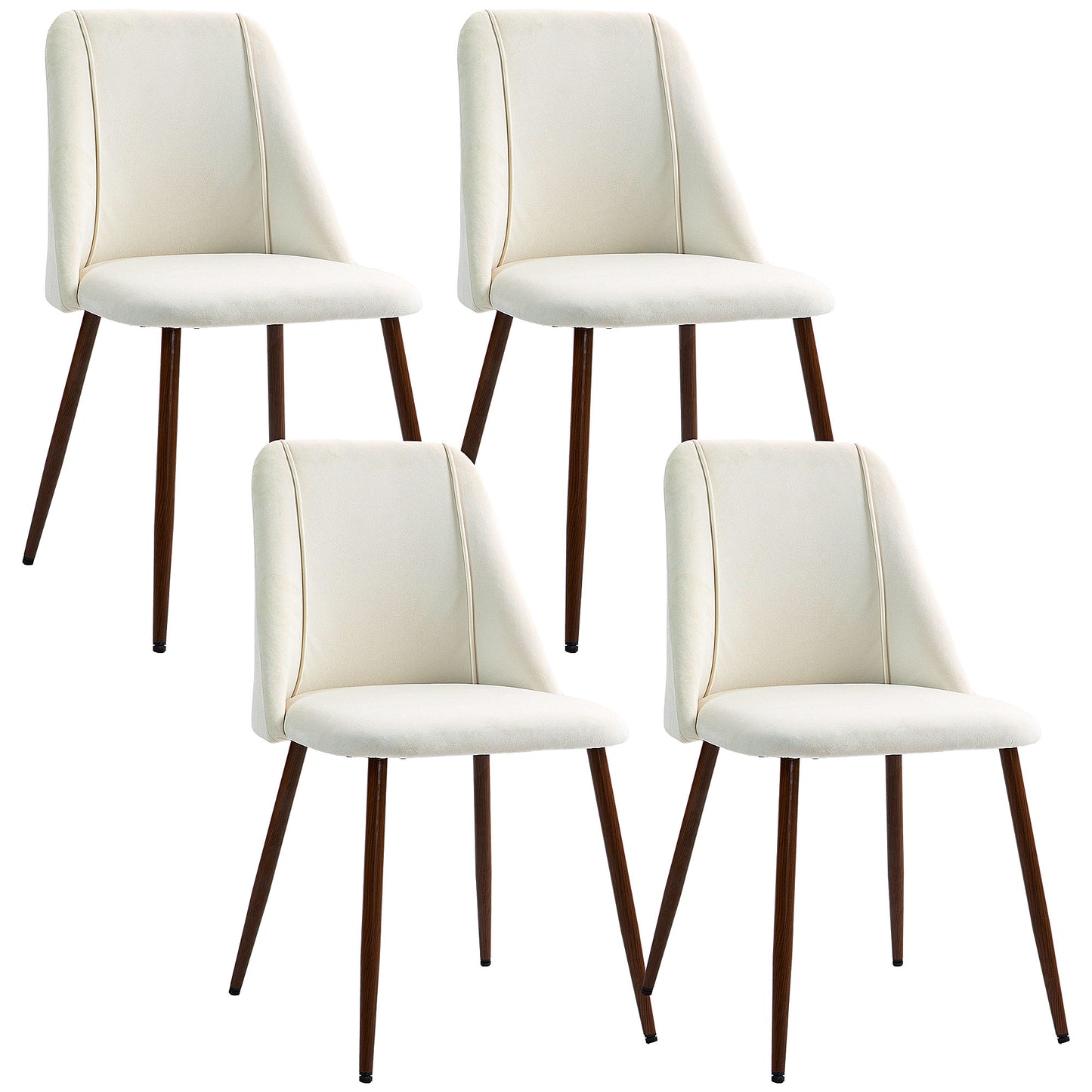 Upholstered Dining Chairs Set of 4, Velvet Accent Chair with Back and Wood-grain Steel Leg for Kitchen Bar Stools   at Gallery Canada