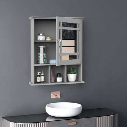 Bathroom Cabinet Wall Mount with Mirror Door 3 Shelf Organizer for Bathroom, Kitchen, Bedroom, Grey Mirror Medicine Cabinets   at Gallery Canada