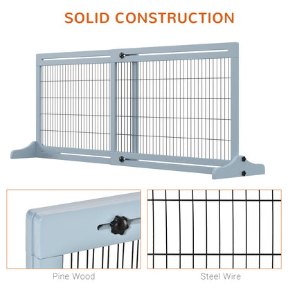 41"-72" Wooden Freestanding Pet Gate with Support Feet, for Small Medium Dogs, Grey Houses, Kennels & Pens   at Gallery Canada