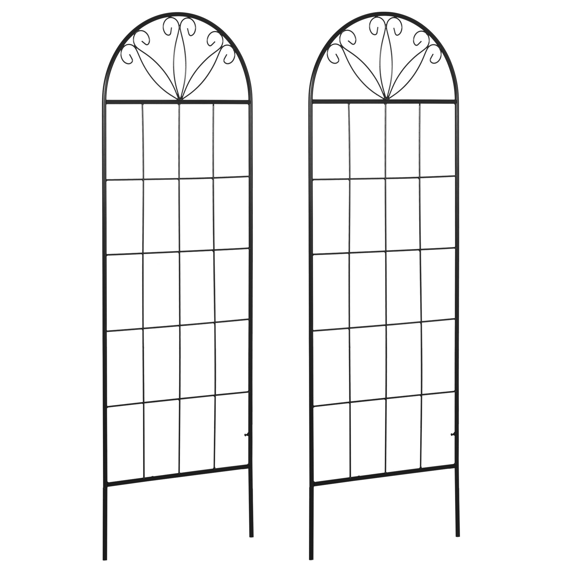 Metal Garden Trellis Pack of 2 for Climbing Plants, Arched Grid Trellis Panels, 20