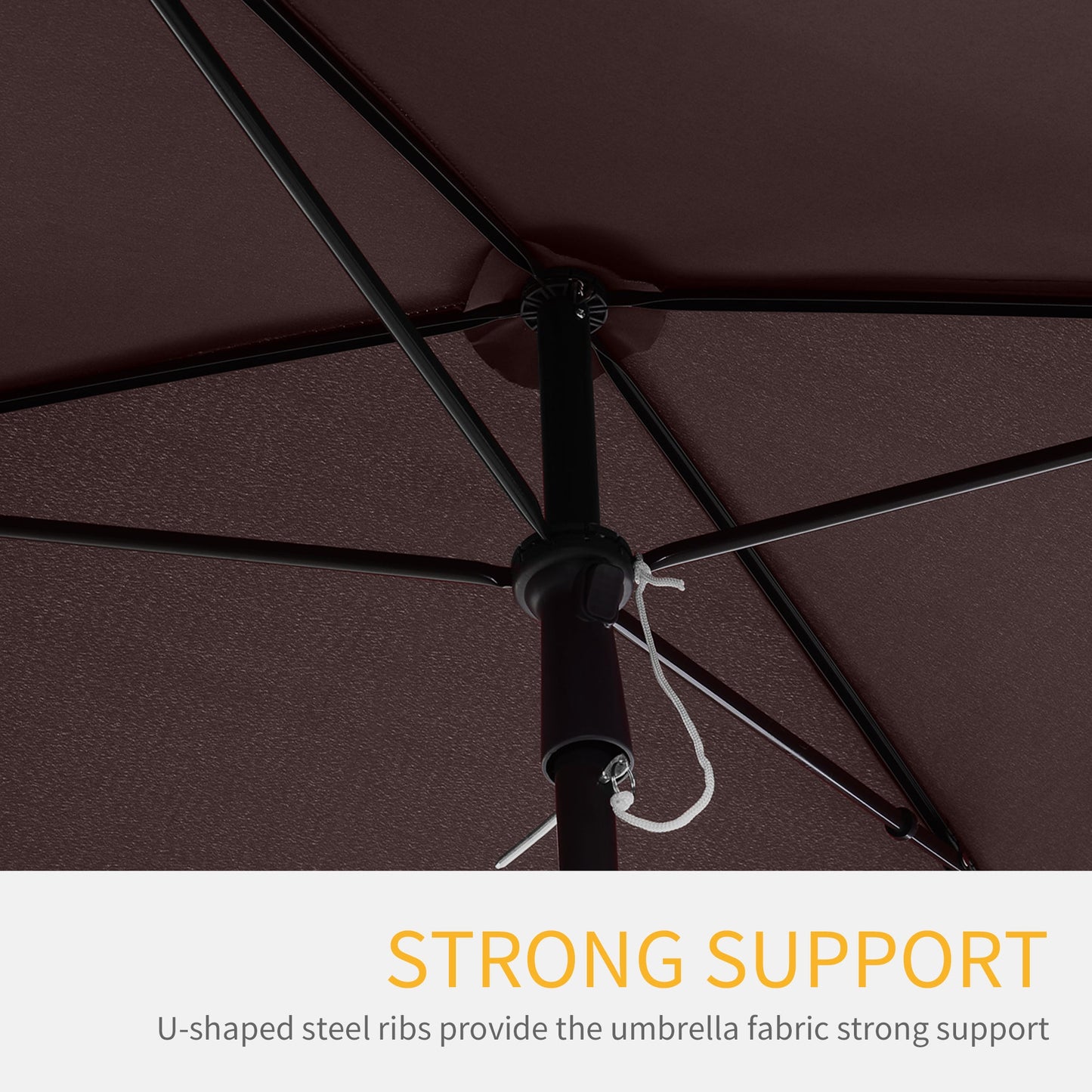 6.5x4ft Rectangle Patio Umbrella Aluminum Tilt Adjustable Garden Parasol Sun Shade Outdoor Canopy Coffee Sun Umbrellas   at Gallery Canada