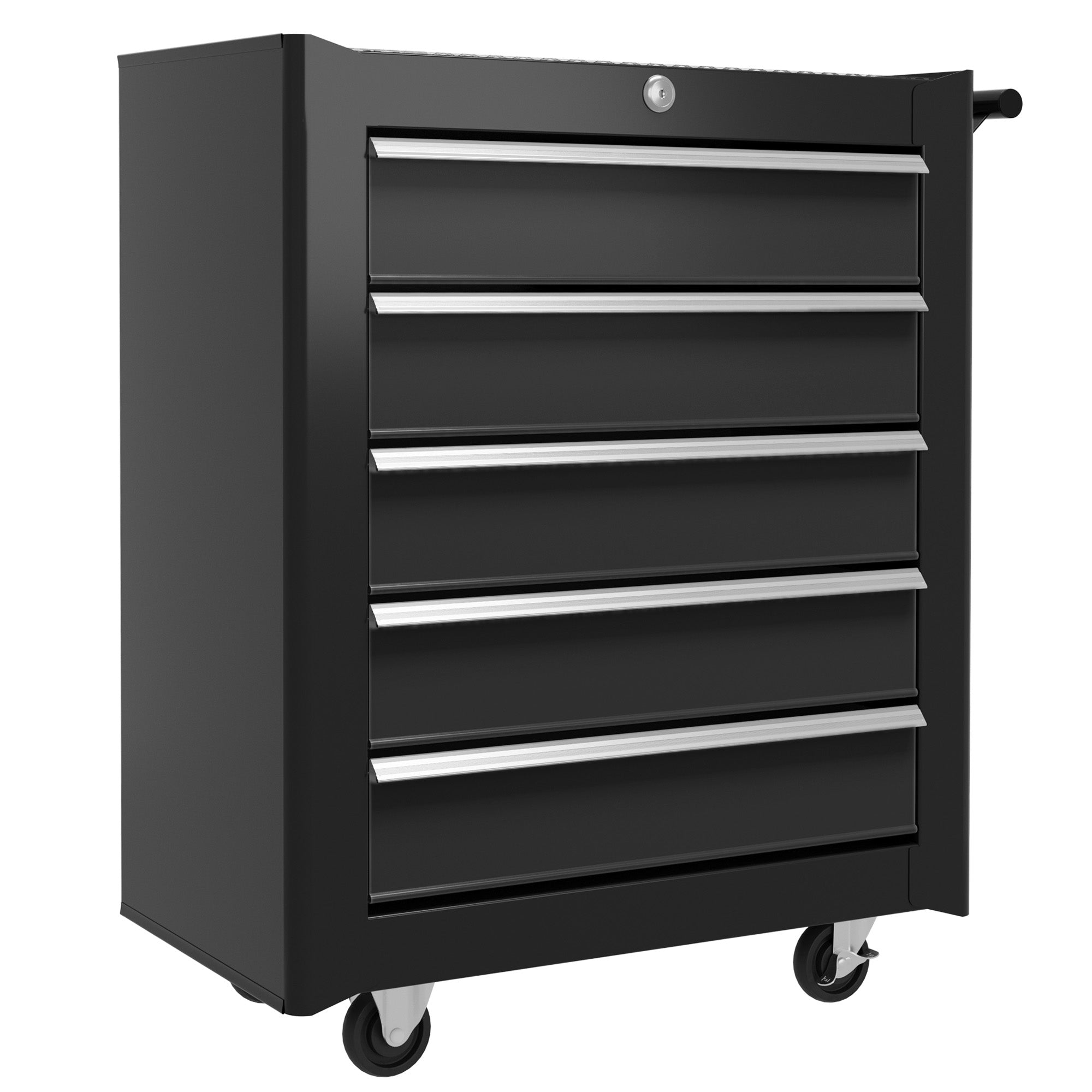 5 Drawer Roller Tool Chest, Mobile Lockable Toolbox, Storage Organizer with Handle for Workshop Mechanics Garage, Black Tool Organizers Black at Gallery Canada