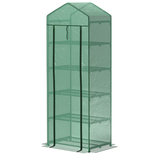 5 Tier Mini Greenhouse, Portable Outdoor Flower Stand with Shelf Clips, Indoor Greenhouse with Steel Frame, Transparent, 27.25
