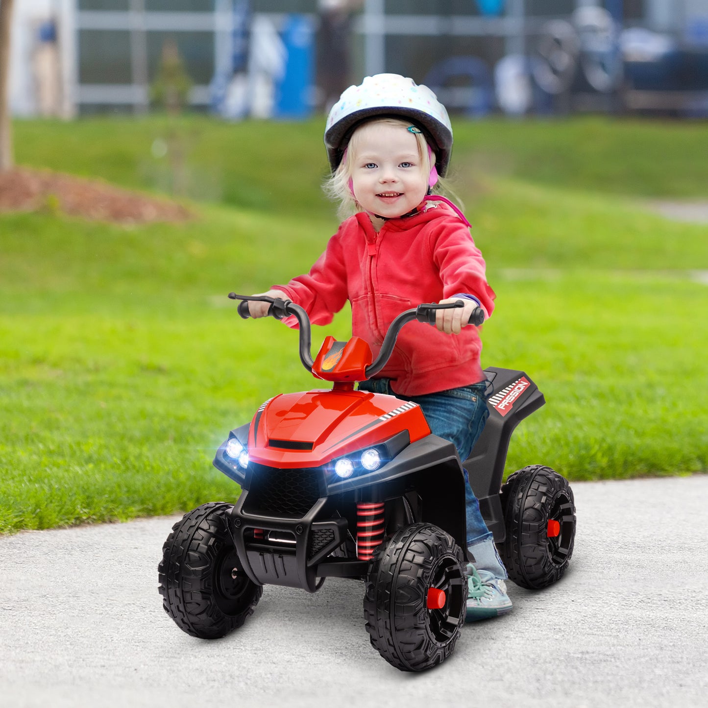 12V Kids ATV with Four Wheels Spring Suspension, Forward &; Backward, LED Light, MP3, Music, Red Electric Ride On Toys Red  at Gallery Canada