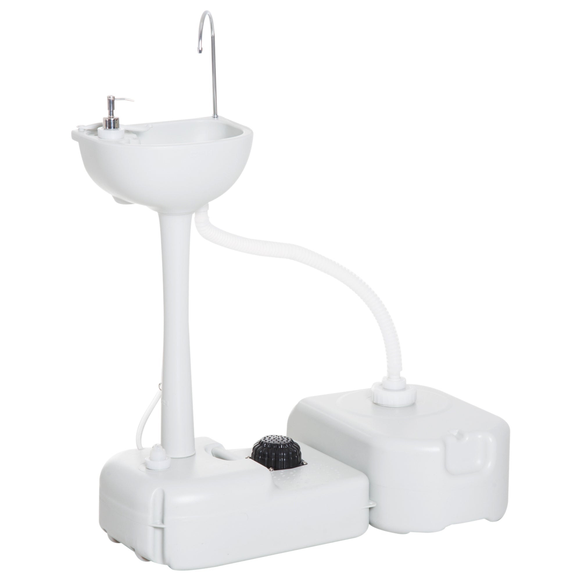Portable Camping Sink Hand Wash Station Basin with 17L Water Tank, 24L Recovery Tank, Soap Dispenser and Towel Holder Camping Sinks Light Grey at Gallery Canada