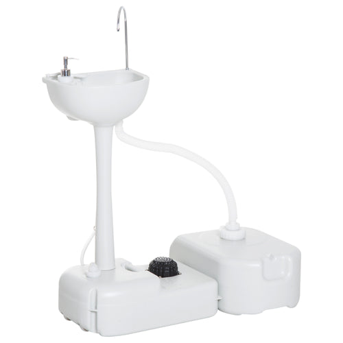 Portable Camping Sink Hand Wash Station Basin with 17L Water Tank, 24L Recovery Tank, Soap Dispenser and Towel Holder