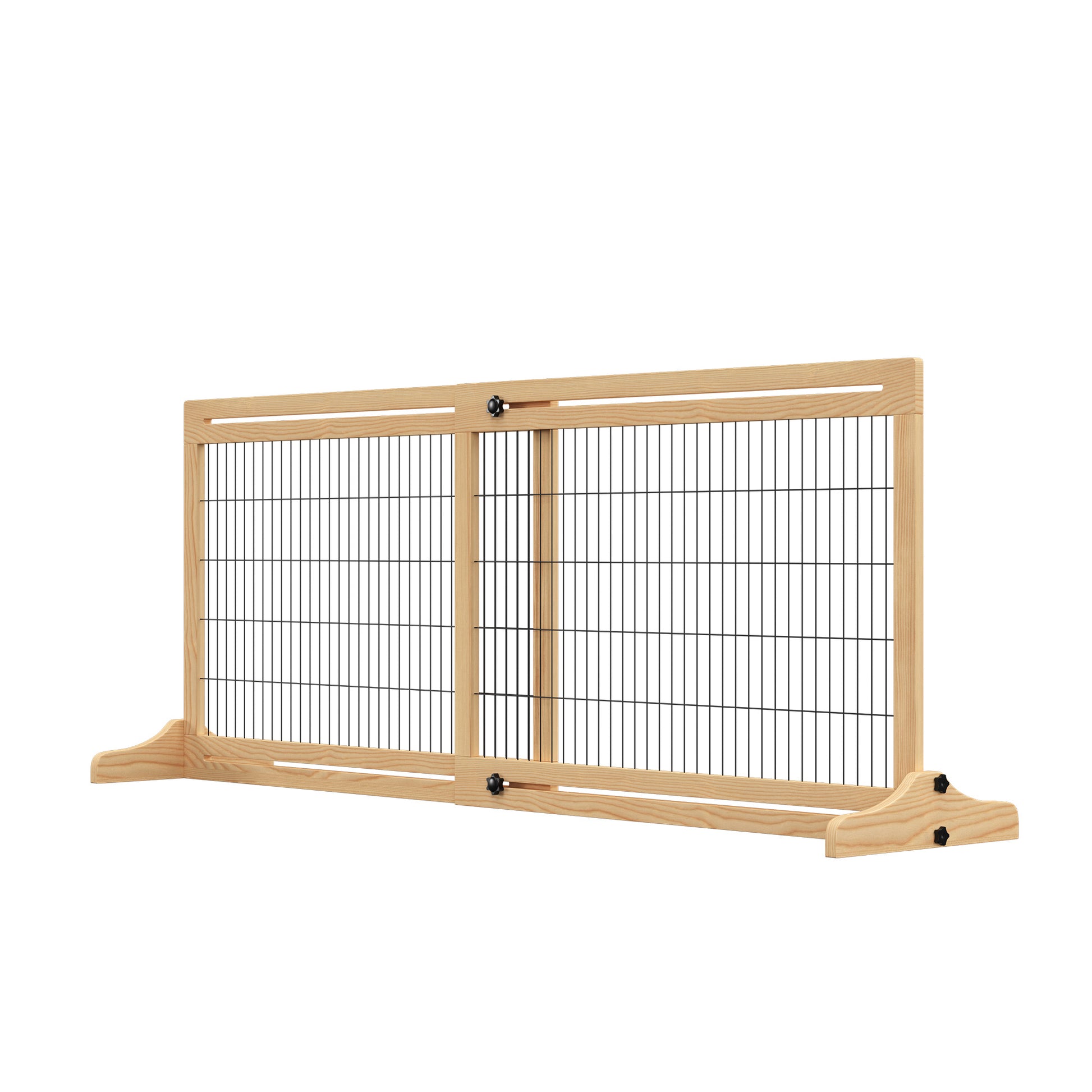 41"-72" Wooden Freestanding Pet Gate with Support Feet, for Small Medium Dogs, Natural Houses, Kennels & Pens   at Gallery Canada