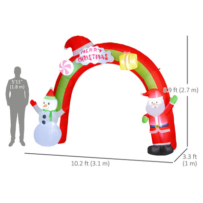 10FT Christmas Inflatable Archway, Outdoor Xmas Blow Up Santa Claus and Snowman Arch with Built-in LED Lights for Yard Christmas Inflatables at Gallery Canada