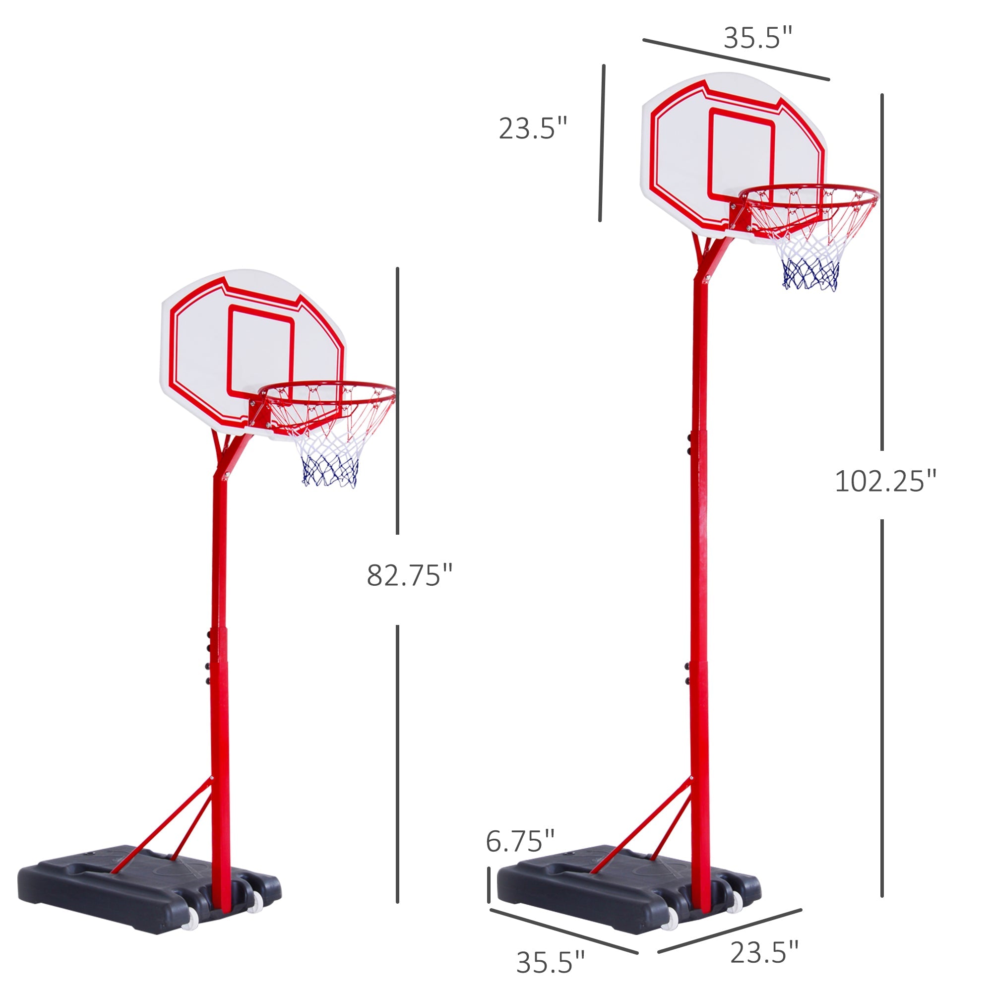 Portable Basketball Hoop System Stand 6.9'-8.5' Adjustable for Kids Youth Adults Indoor&; Outdoor Play Basketball   at Gallery Canada