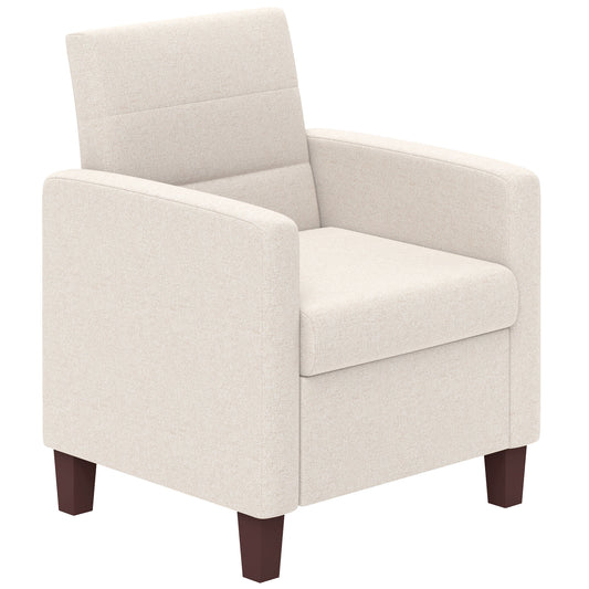 Fabric Accent Chair, Modern Armchair with Seat Cushion and Non-Slip Pads for Living Room, Bedroom, Cream White Accent Chairs at Gallery Canada