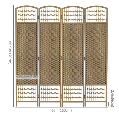 4 Panel Folding Room Divider, Portable Privacy Screen, Wave Fiber Room Partition for Home Office, Natural Room Dividers   at Gallery Canada