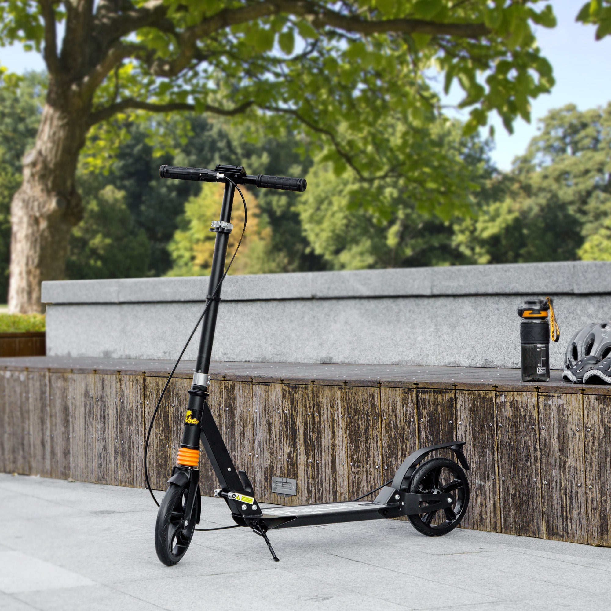 Foldable Kids Scooter with 4 Adjustable Height, Double Brake, Shock Absorption for Ages 6-12, Black Scooters at Gallery Canada