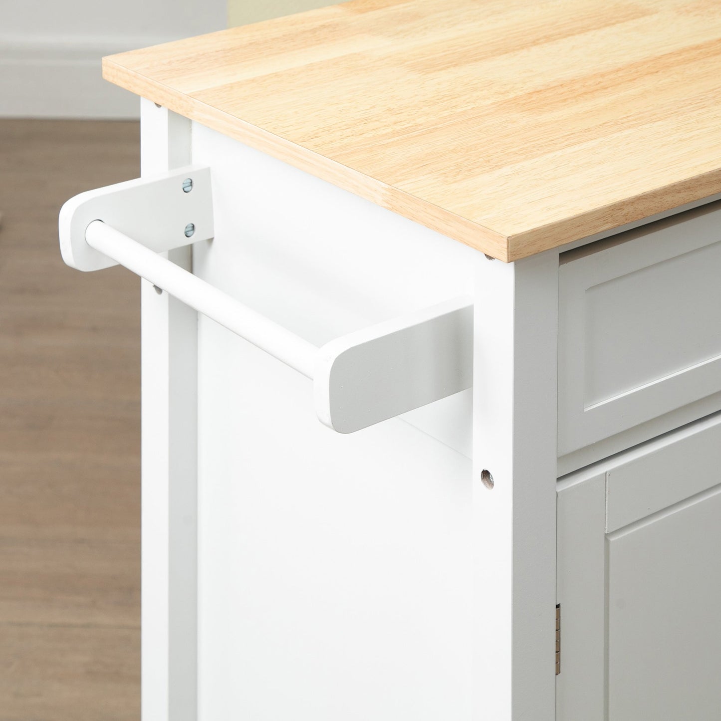 Rolling Kitchen Cart with Wood Top and Drawer, Kitchen Island on Wheels for Dining Room, White Kitchen Islands & Kitchen Carts   at Gallery Canada