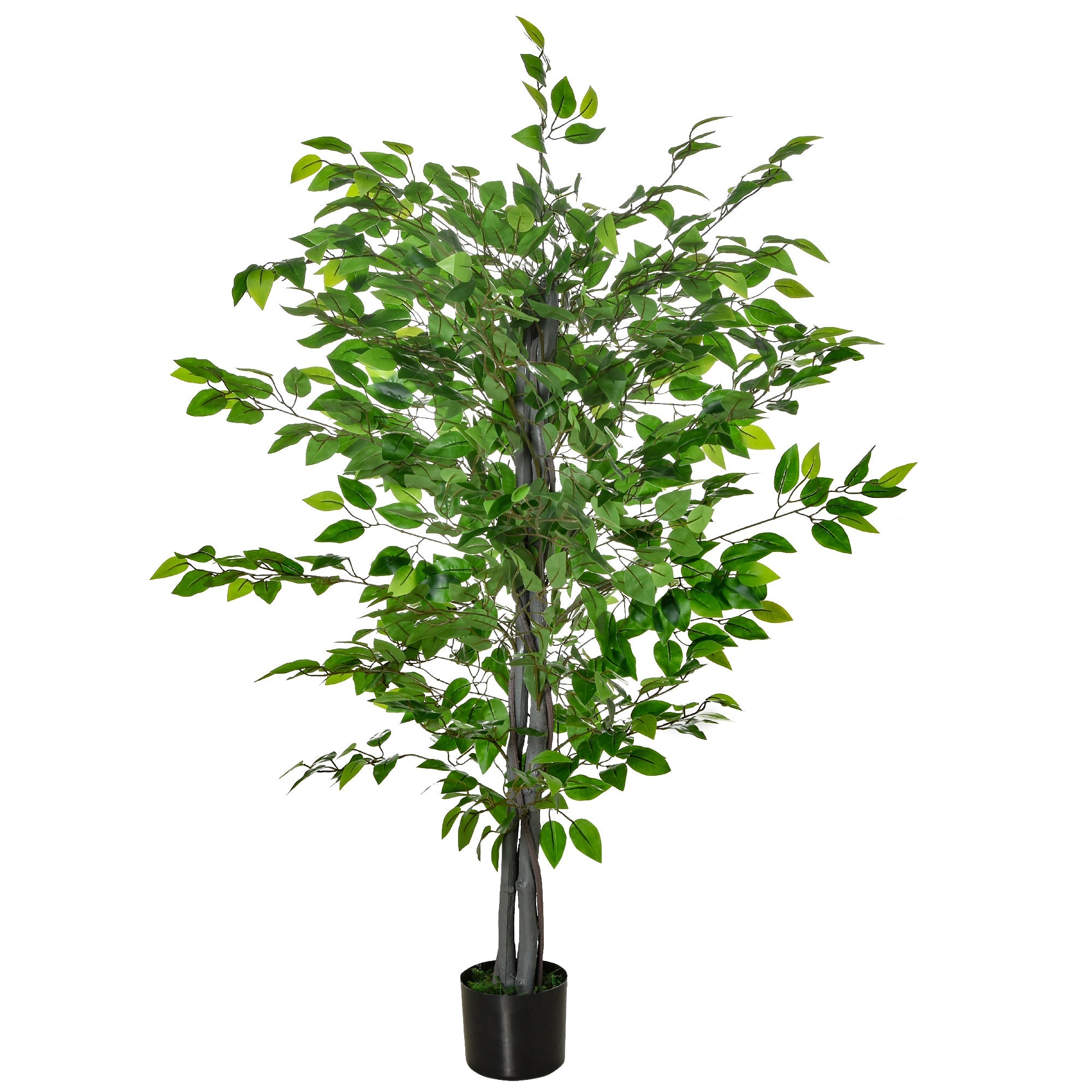 4.5ft Ficus Artificial Plant with Realistic Leaves, Potted Fake Tree for Home Office Indoor Outdoor Decor, Green Artificial Trees Green  at Gallery Canada