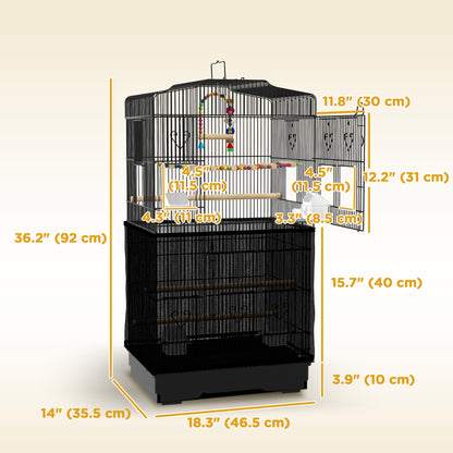 36" Bird Cage with Accessories, Handle, Mesh Cover, Tray, Black Bird Cages   at Gallery Canada