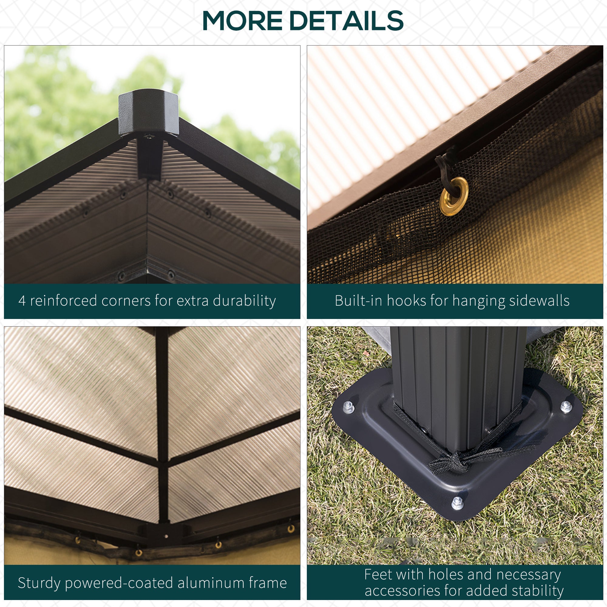 10' x 12' Hard Top Gazebo Canopy Sunshelter Waterproof Sun Shade with Sidewalls and Mosquito Netting Gazebos at Gallery Canada