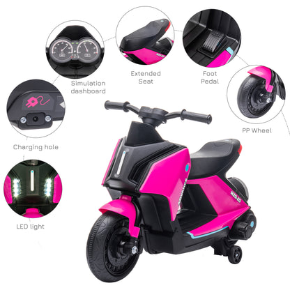 Kids Ride-On Electric Motorcycle Toy with 6V Rechargable Battery, Training Wheels, Music, Headlights, Pink Electric Motorcycles   at Gallery Canada