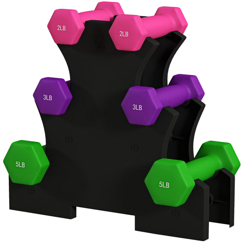 2 x 2 lbs., 2 x 3 lbs., 2 x 5 lbs. Dumbbells Set with Dumbbell Rack, Hand Weights for Home Gym Training