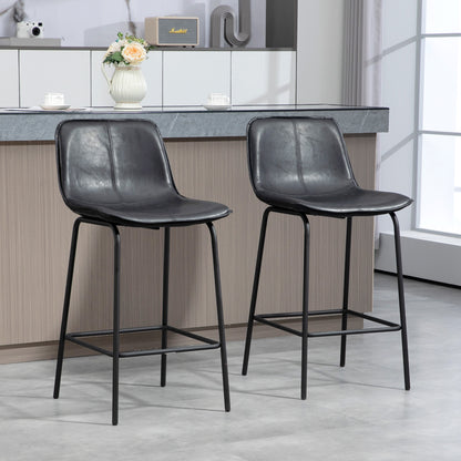 Bar Stools Set of 2, Upholstered Counter Height Bar Chairs, Kitchen Stools with Steel Legs Bar Stools   at Gallery Canada