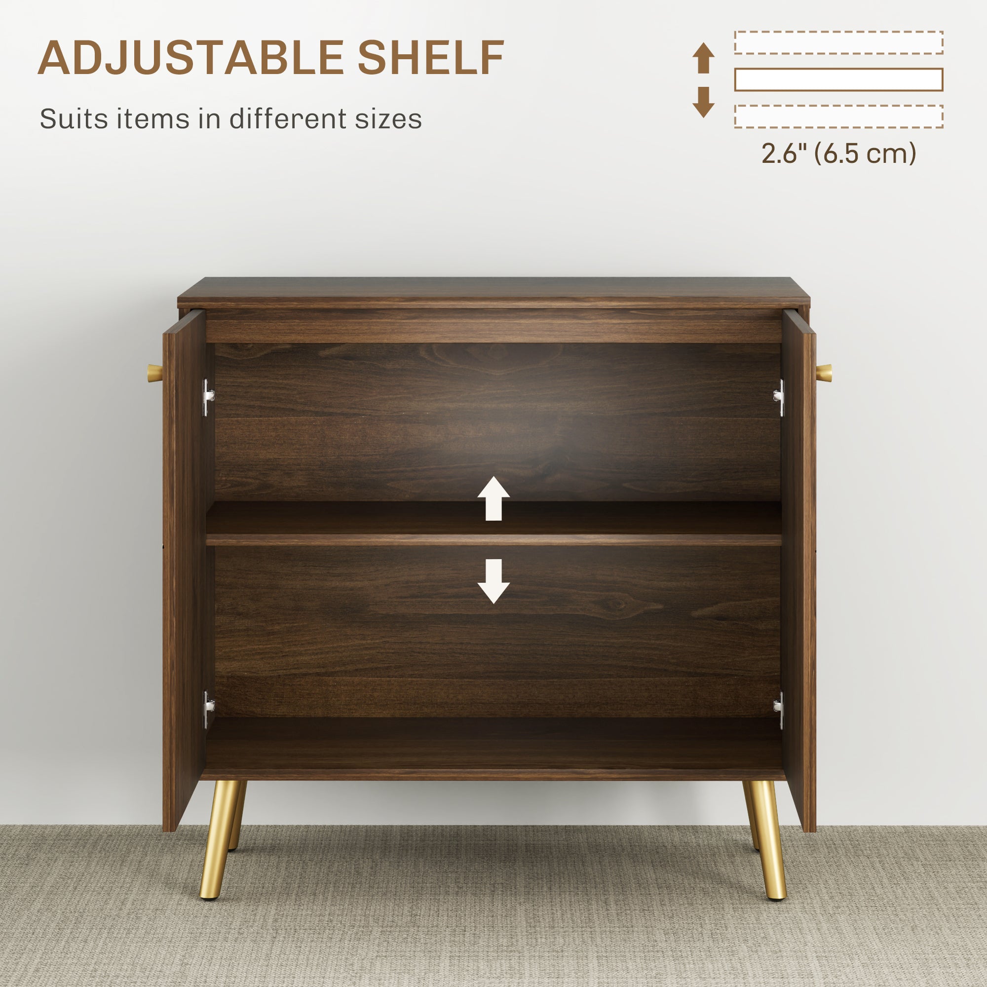 Sideboard Storage Cabinet with Luxurious Steel Lines, Brown Storage Cabinets at Gallery Canada