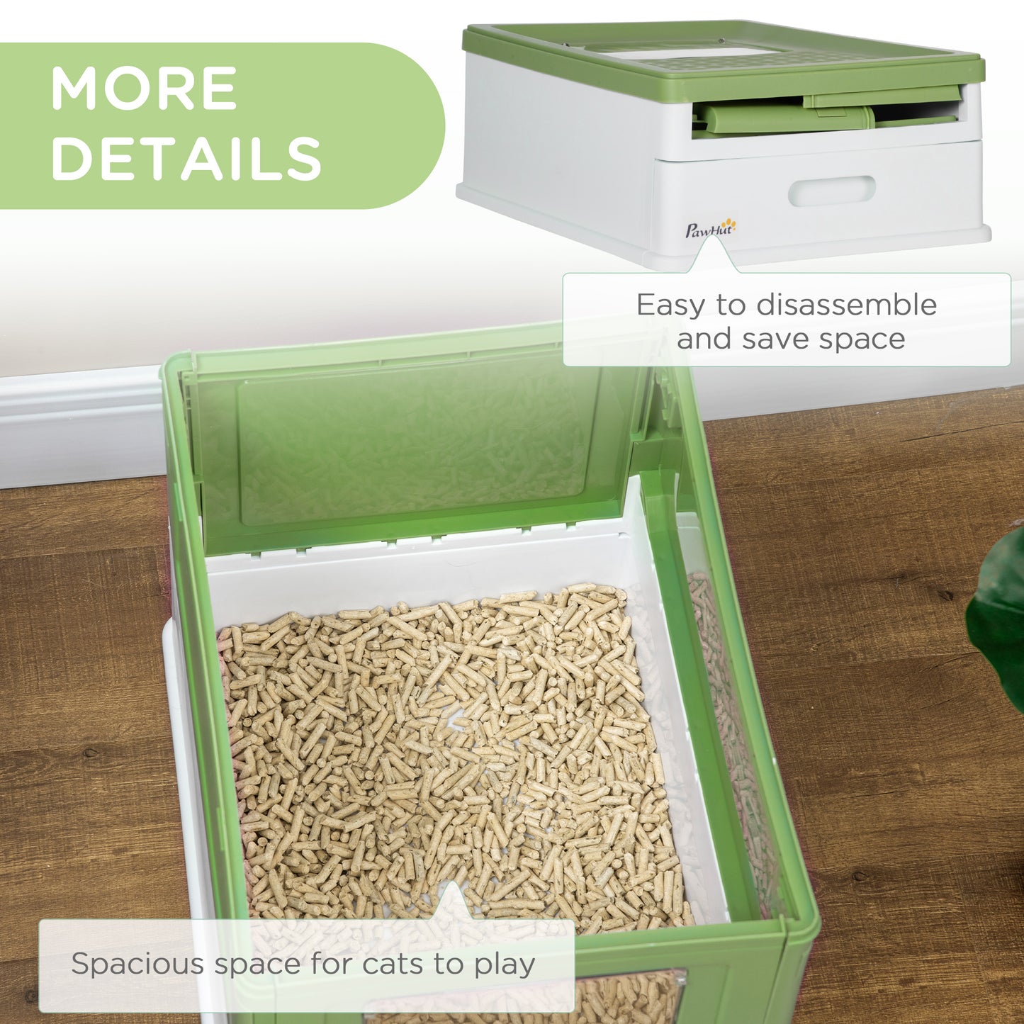 Top Entry Enclosed Kitty Litter Box with Scoop, Tray, Front Entry, Large Space, Foldable, Portable, Dark Green Cat Litter Box Enclosures   at Gallery Canada