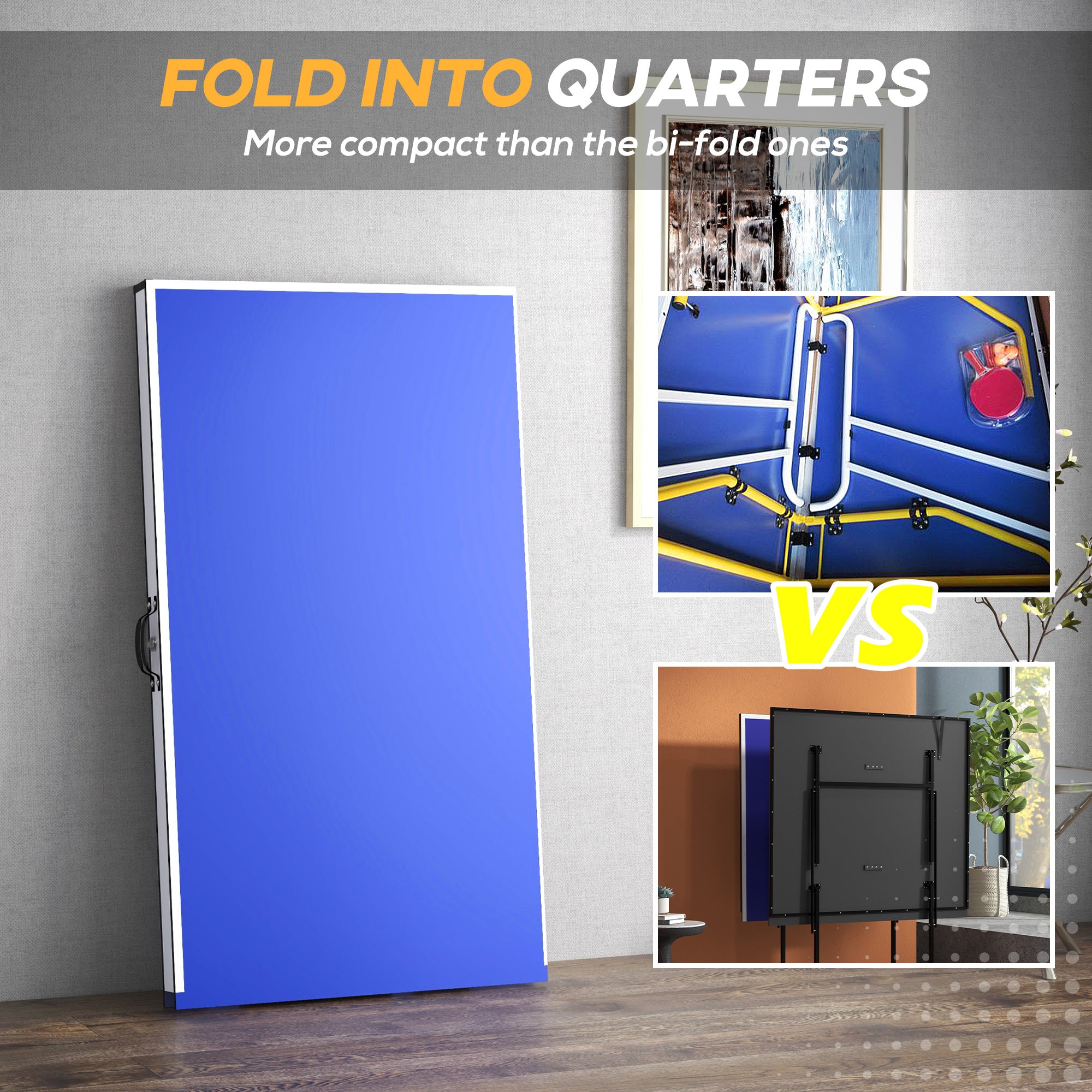 9' x 5' Full Size Table Tennis Table, Folding Ping Pong Table with Paddles and Balls, Blue Game Tables at Gallery Canada
