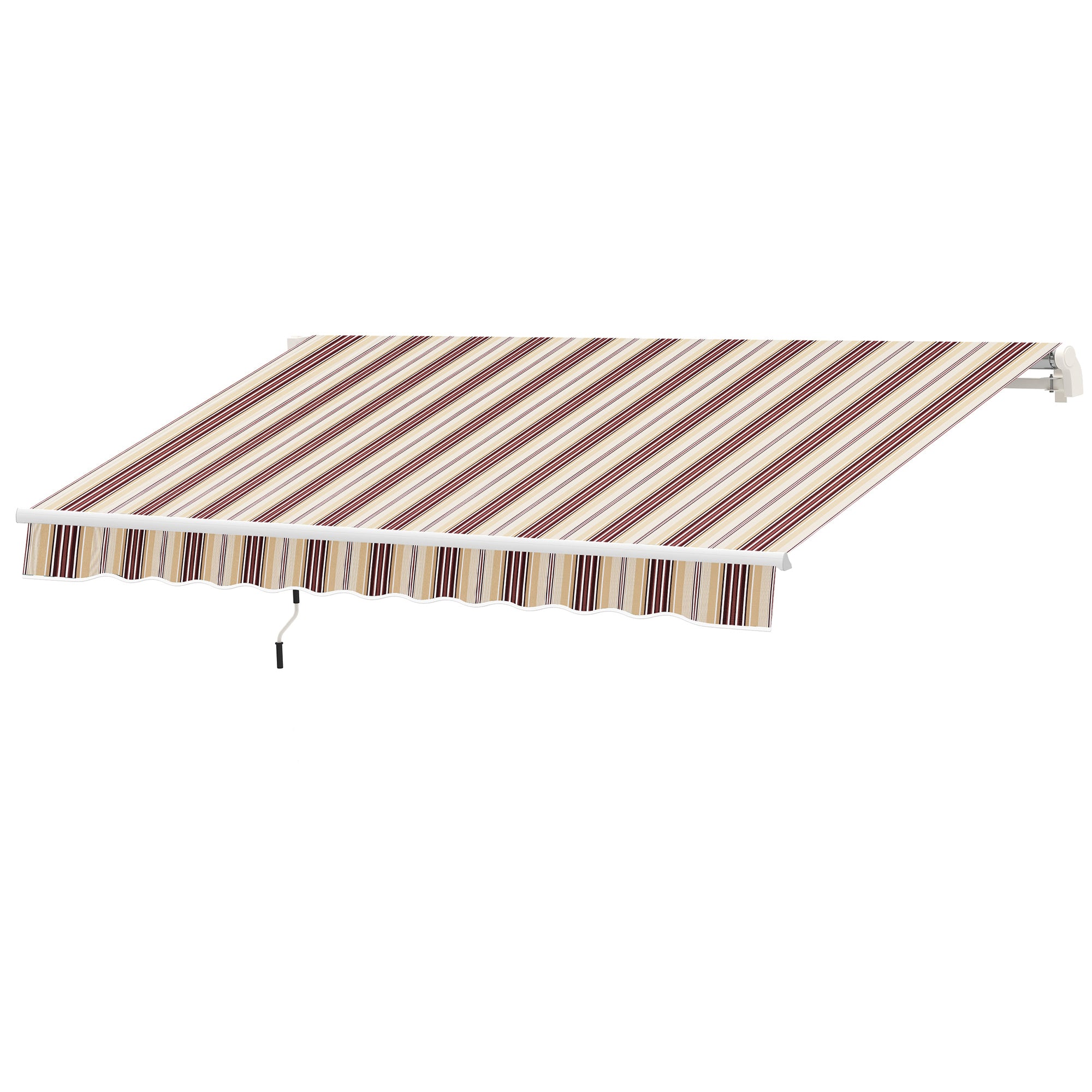 10' x 8' Manual Retractable Awning, Sun Shade Shelter Canopy, with Aluminum Frame and UV Protection for Patio Deck Yard Window Door, Red Stripe Deck Awnings at Gallery Canada