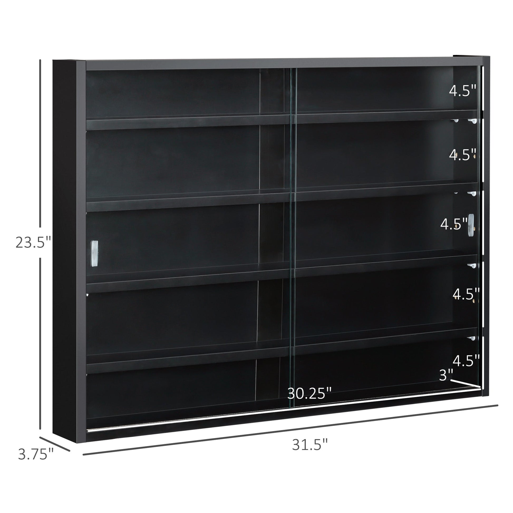 5-Storey Wall Shelf Display Cabinet, Shot Glass Display Case, Glass Curio Cabinet with 2 Glass Doors and 4 Adjustable Shelves, Black Display Bookshelves   at Gallery Canada