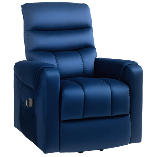 Lift Chair for Elderly, Massage Recliner Chair with 8 Vibration Points, Footrest, Remote Control, Side Pockets Dark Blue