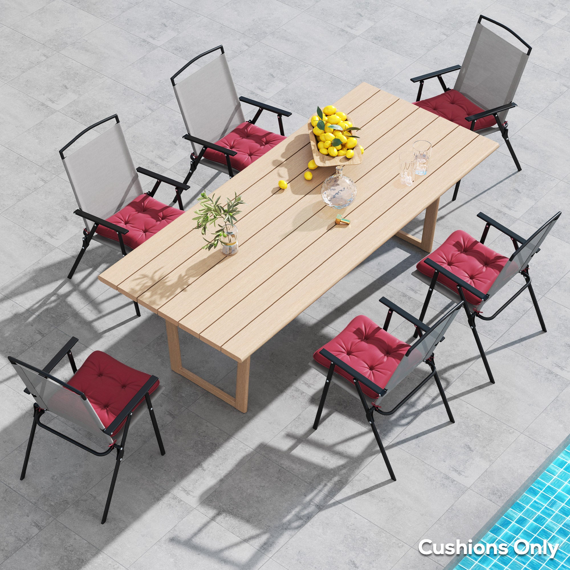 6-Piece Seat Cushion Replacement, Outdoor Patio Chair Cushions Set with Ties, Button Tufted, Wine Red Patio Chair Cushions at Gallery Canada
