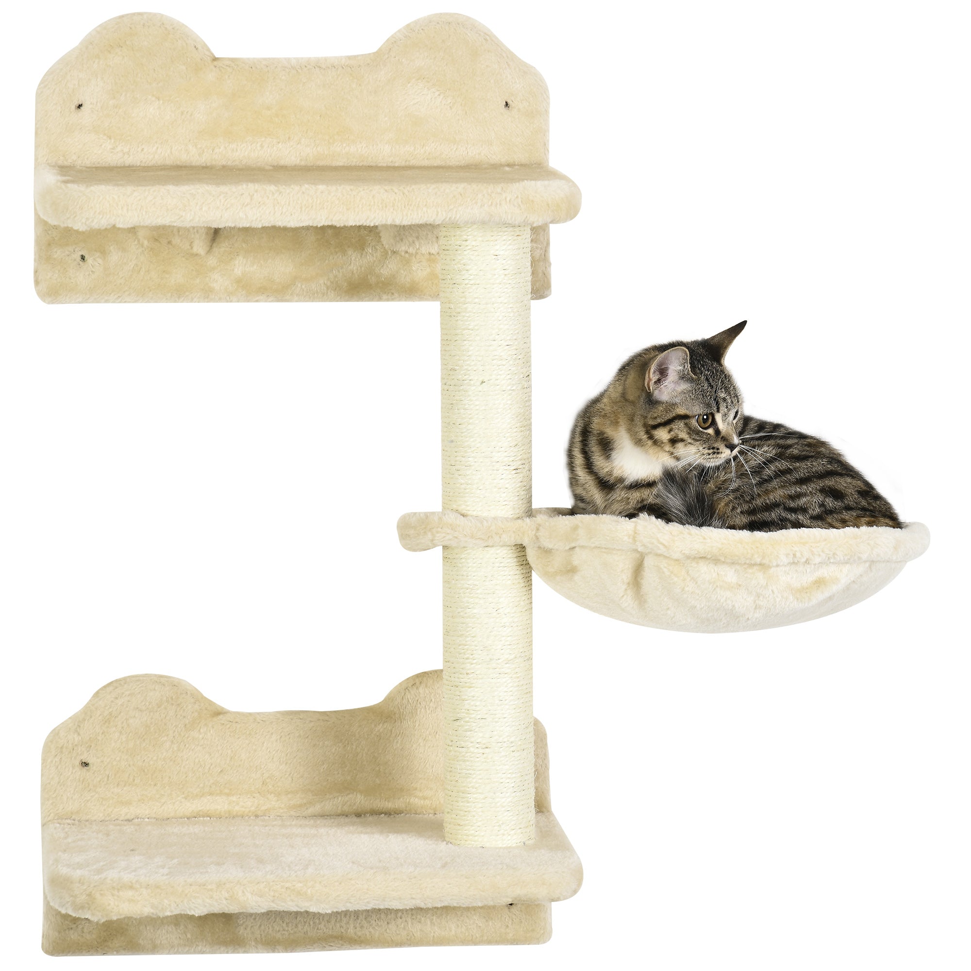 4Pcs Cat Wall Shelf with Scratching Posts, Hammock, Steps, Platforms, Cat Shelves for Relaxing, Sleeping, Jumping, Cat Wall Climber for Indoor Cats, Beige Cat Climbing Wall at Gallery Canada