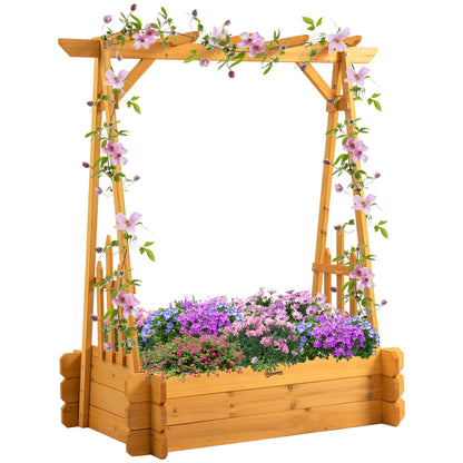 43" x 26" x 47'' Raised Garden Bed with Arbor Arch Trellis for Various Climbing Plant, Outdoor Garden Box for Vegetables, Herbs, Flowers Wooden Planter Boxes Yellow  at Gallery Canada