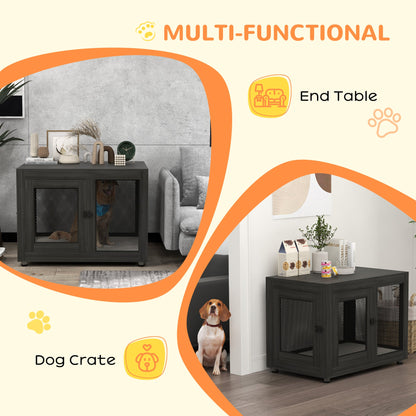 Pet Crate End Table with Water-resistant Cushion or Medium Small Dogs, Black Houses, Kennels & Pens   at Gallery Canada