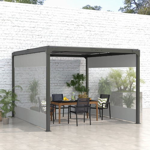 Pergola Gazebo Curtains for 10' x 10' Pergola, 2 Pack Side Panels Replacement with Large Windows and Zipped Doors