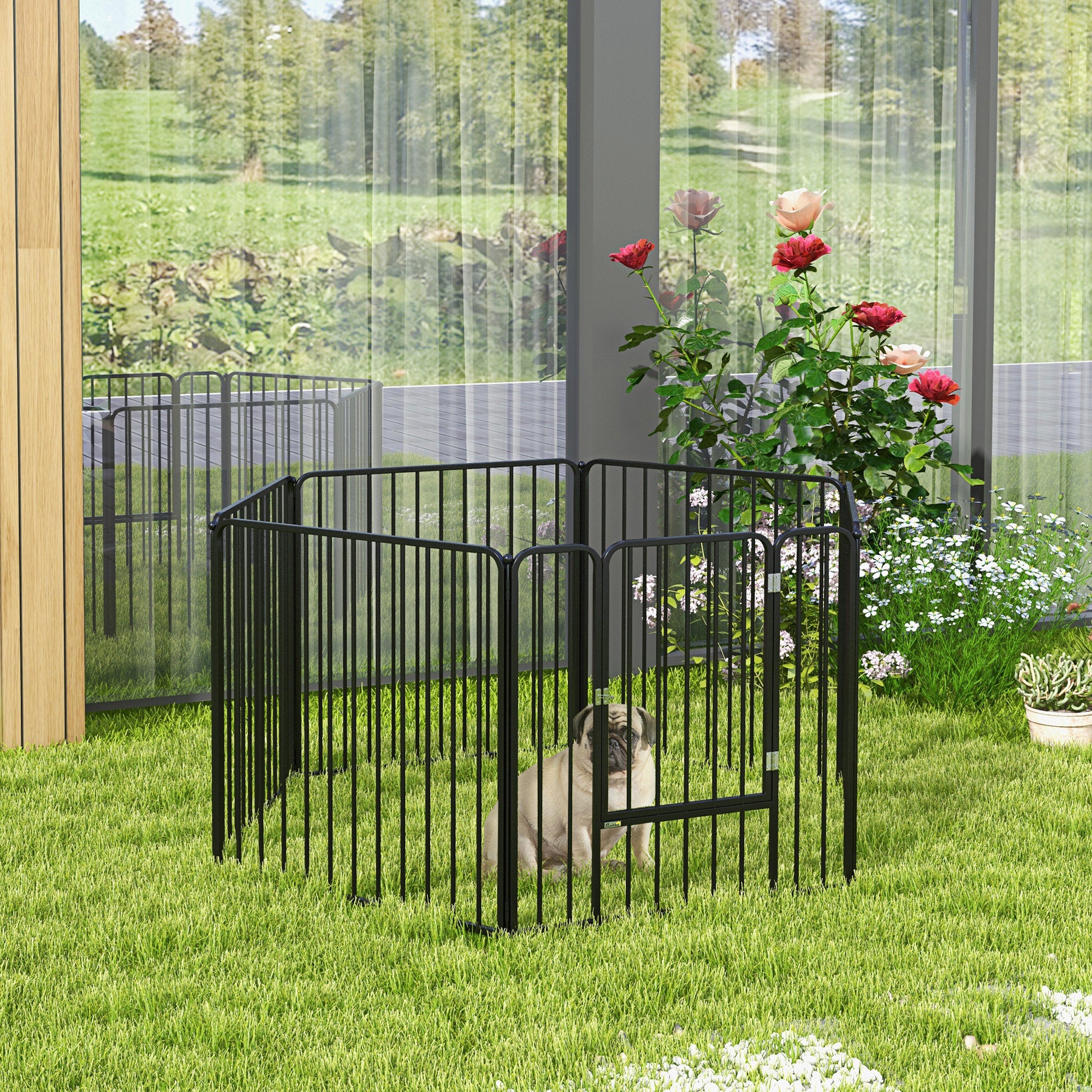 Dog Fence Outdoor 6 Panels 31.5