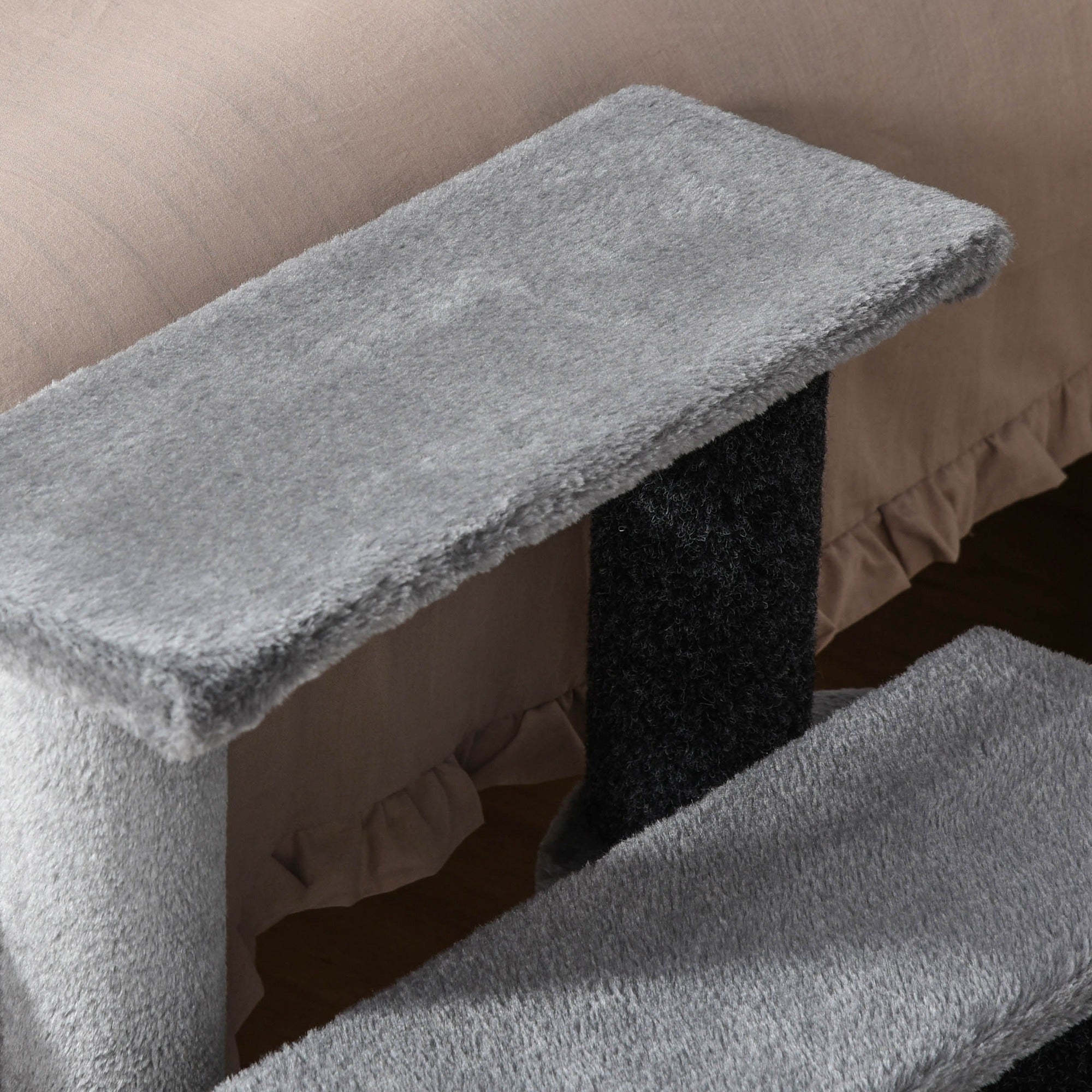 Cat Stairs for Bed, Couch 3 Steps, Small Cat Tree for Indoor Cats with Scratching Posts Toy Ball, 17.5