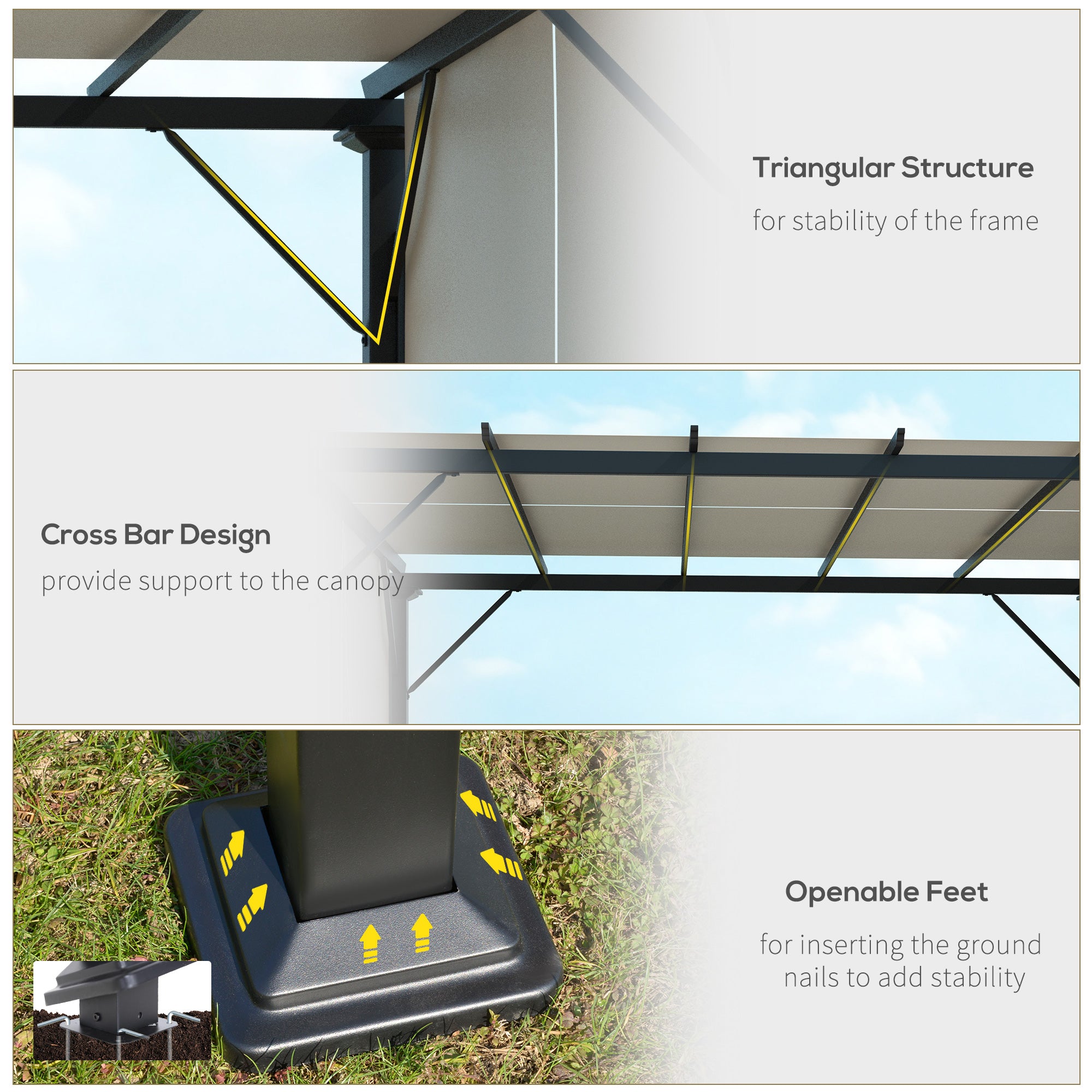 10' x 10' Retractable Pergola Canopy for Backyard, Beige Pergolas at Gallery Canada